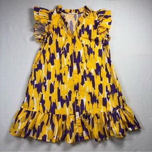 Michelle McDowell Everly Dress LSU Tigers Purple Gold Ruffle Tier Small